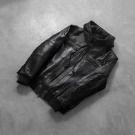 Bouncer Biz Black Leather Bomber Jacket by Dash Racegear - men Jacket view 7
