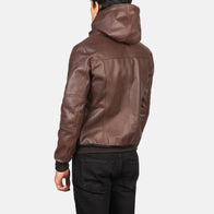 Bouncer Biz Brown Leather Bomber Jacket by Dash Racegear - men Jacket view 5