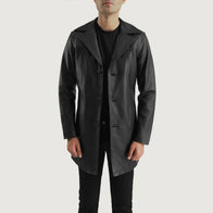 Brawnton Black Leather Coat by Dash Racegear - men Jacket view 1