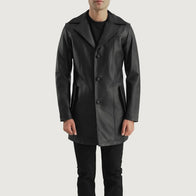 Brawnton Black Leather Coat by Dash Racegear - men Jacket view 4