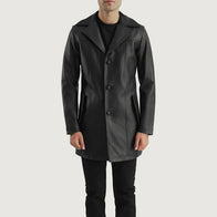 Brawnton Black Leather Coat by Dash Racegear - men Jacket view 4