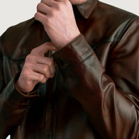 Bronco Distressed Brown Leather Shirt by Dash Racegear - men Jacket view 5