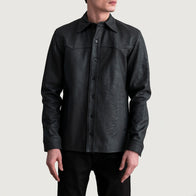 Bronco Tumbled Black Leather Shirt by Dash Racegear - men Jacket view 3