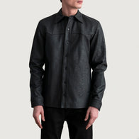 Bronco Tumbled Black Leather Shirt by Dash Racegear - men Jacket view 3