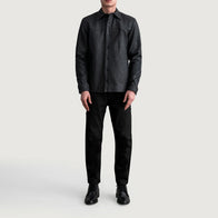 Bronco Tumbled Black Leather Shirt by Dash Racegear - men Jacket view 4