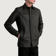 Bronco Tumbled Brown Leather Shirt by Dash Racegear - men Jacket view 3