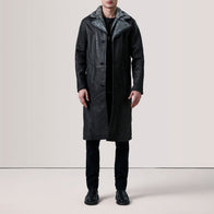 Cai Distressed Black Leather Shearling Coat by Dash Racegear - men Jacket view 2