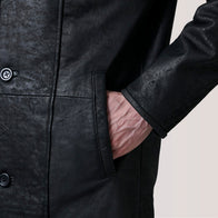 Cai Distressed Black Leather Shearling Coat by Dash Racegear - men Jacket view 6
