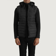 Carlo Black Hooded Puffer Vest by Dash Racegear - men Jacket view 1