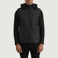 Carlo Black Hooded Puffer Vest by Dash Racegear - men Jacket view 4