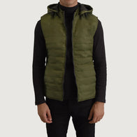 Carlo Green Hooded Puffer Vest by Dash Racegear - men Jacket view 1