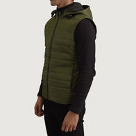 Carlo Green Hooded Puffer Vest by Dash Racegear - men Jacket view 2