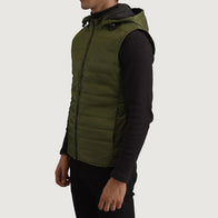 Carlo Green Hooded Puffer Vest by Dash Racegear - men Jacket view 2