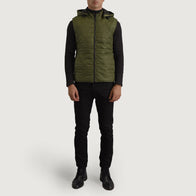 Carlo Green Hooded Puffer Vest by Dash Racegear - men Jacket view 3