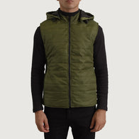 Carlo Green Hooded Puffer Vest by Dash Racegear - men Jacket view 4