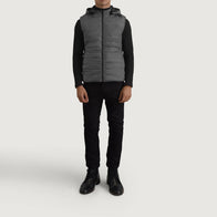 Carlo Grey Hooded Puffer Vest by Dash Racegear - men Jacket view 3
