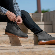 Carnell Moc Toe Grey Suede Boots by Dash Racegear - men Leather Shoes view 4