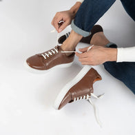 Carter Runn Brown Leather Sneakers by Dash Racegear - men Leather Shoes view 7