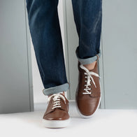 Carter Runn Brown Leather Sneakers by Dash Racegear - men Leather Shoes view 9