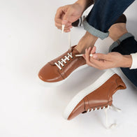 Carter Runn Tan Leather Sneakers by Dash Racegear - men Leather Shoes view 7