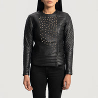 Celeste Studded Black Leather Jacket by Dash Racegear - women Jacket view 1