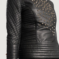 Celeste Studded Black Leather Jacket by Dash Racegear - women Jacket view 6
