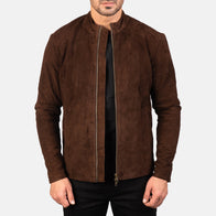 Charcoal Mocha Suede Biker Jacket by Dash Racegear - men Jacket view 1