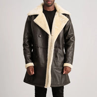 Charles Brown Leather Shearling Double-Breasted Coat by Dash Racegear - men Jacket view 1