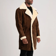 Charles Brown Suede Leather Shearling Double-Breasted Coat by Dash Racegear - men Jacket view 2