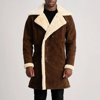 Charles Brown Suede Leather Shearling Double-Breasted Coat by Dash Racegear - men Jacket view 4
