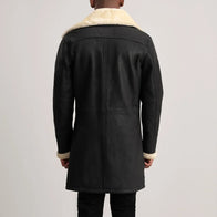 Charles Tumbled Black Leather Shearling Double-Breasted Coat by Dash Racegear - men Jacket view 5