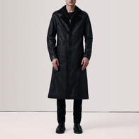 Charlton Black Leather Single Breasted Coat by Dash Racegear - men Jacket view 2