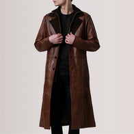 Charlton Waxed Brown Leather Single Breasted Coat by Dash Racegear - men Jacket view 5