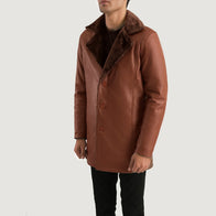 Cinnamon Brown Leather Fur Coat by Dash Racegear - men Jacket view 2