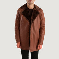Cinnamon Brown Leather Fur Coat by Dash Racegear - men Jacket view 4