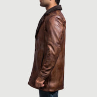 Cinnamon Distressed Leather Fur Coat by Dash Racegear - men Jacket view 4