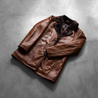 Cinnamon Distressed Leather Fur Coat by Dash Racegear - men Jacket view 7