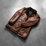 Cinnamon Distressed Leather Fur Coat by Dash Racegear - men Jacket view 7