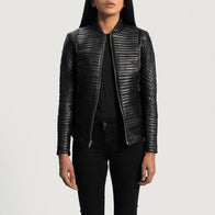 Cityscape Black Leather Biker Jacket by Dash Racegear - women Jacket view 3