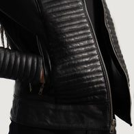 Cityscape Black Leather Biker Jacket by Dash Racegear - women Jacket view 6