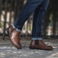 Clarkson Chelsea Brown Leather Boots by Dash Racegear - men Leather Shoes view 8