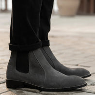 Clarkson Chelsea Grey Suede Leather Boots - StudGuard by Dash Racegear - men Leather Shoes view 6