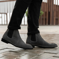 Clarkson Chelsea Grey Suede Leather Boots - StudGuard by Dash Racegear - men Leather Shoes view 7