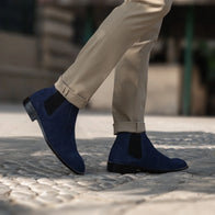 Clarkson Chelsea Midnight Blue Suede Leather Boots by Dash Racegear - men Leather Shoes view 7