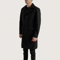 Claud Black Wool Double Breasted Coat by Dash Racegear - men Jacket view 2