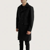 Claud Black Wool Double Breasted Coat by Dash Racegear - men Jacket view 2
