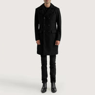 Claud Black Wool Double Breasted Coat by Dash Racegear - men Jacket view 3