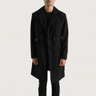 Claud Black Wool Double Breasted Coat by Dash Racegear - men Jacket view 4