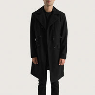 Claud Black Wool Double Breasted Coat by Dash Racegear - men Jacket view 4