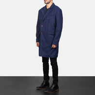 Claud Blue Wool Double Breasted Coat by Dash Racegear - men Jacket view 2